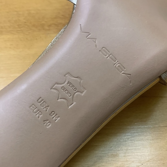 Via Spiga Gold Leather Strappy Sexy Sandals Heels VGUC Stilettos Size 9M formal - Picture 6 of 11